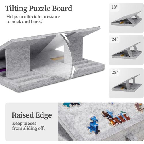 Becko US 1000 Piece Jigsaw Puzzle Table with 4 Drawers & Cover, Tilting Puzzle Board with Foldable Legs & 3 Tilt Angles, Lightweight & Portable Tables for Adults, for 1000 Piece Puzzles