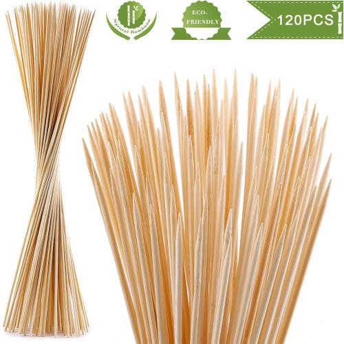 Set of 120 PCS Bamboo Marshmallow Roasting Sticks, SMores Skewers for Fire Pit, Extra Long 30 Inch Heavy Duty 5mm Thick Wooden SMores Sticks for Open Fire Pits Roaster Barbecue Hot Dog Camping Kebab Sausage