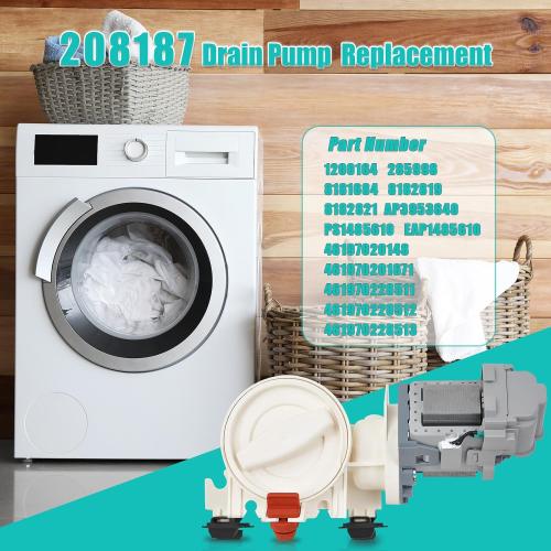 Upgraded 280187 8181684 Front Load Clothes Washer Drain Pump Filter Assembly, 120V 60Hz 0.70W 0.95A, 1200164 Drain Pump Compatible with Whirlpool Duet Maytag Epic Kenmore HE Front Load Washers