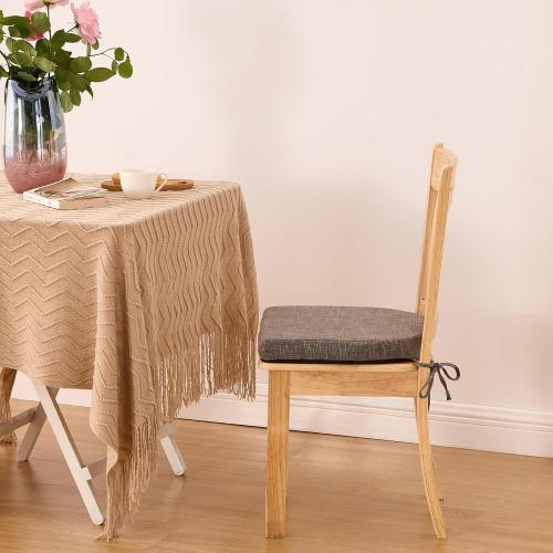 IPYNBAP Chair Cushions for Dining Chairs, Kitchen Chair Cushions, 16'' x 16'' x 2'', Non Slip Indoor Seat Cushions, Chair Pads for Dining Chairs with Ties & Removable Cover, Set of 4, Dark Grey