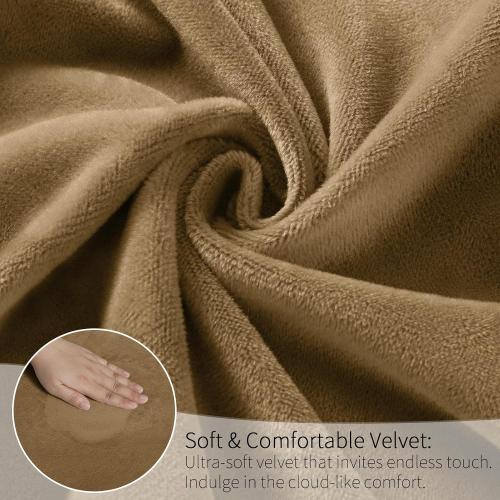 MOSAYT Velvet Stretch Chair Covers for Dining Room Set of 6 - Soft Slipcovers with Thick Removable Fabric for Parsons Chairs, Washable Seat Protectors for Kitchen, Banquet & Home Decor, Camel