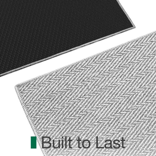 LUMI Ultra Thin Indoor Door Mat for Entrance 48x72, Non Slip Entryway Mat, Low Profile Doormat, Unique Herringbone Design Carpet for Inside, Patio, Porch, Gray