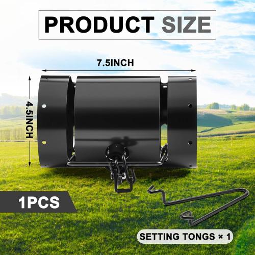 Qualirey Tube Squirrel Trap Rust Resistant Trap 4.5'' in Diameter with a Setting Tongs for Backyards Patios Gardens, Safe and Effective Pest Control Commercial and Residential Use(1 Pcs,7.5 Inch)