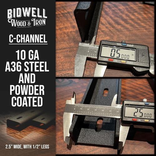 Bidwell Wood & Iron C-Channel Table Brace  Hidden Steel Support for Live Edge or Slab Wood Tops
