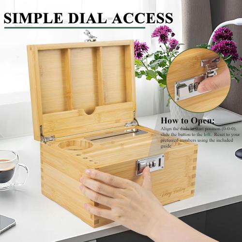 Thoughtful Gift Idea - Premium Bamboo Storage Box Set with Lock, Tray and All Accessories for Elegant Home Office Organization - Mortise and Tenon Joint Design (Bamboo)
