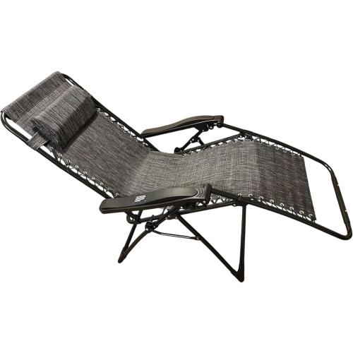 Outdoor Patio Recliner Lounge Chair, Adjustabld, (Charcoal Black)