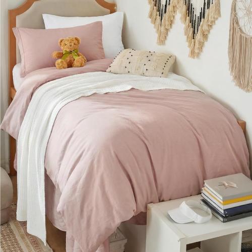 Bedsure Prewashed Twin Duvet Cover, Cotton-Like Bedding Set, Rose Pink