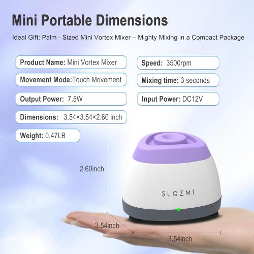 Mini Vortex Mixer, Nail Polish Shaker, Paint Shaker & Paint Mixer for Gel Polish, Acrylic Paints, Eyelash Adhesives, Tattoo Ink, Lab Vortex Mixer for Centrifuge Tubes and Test Tubes (Purple)