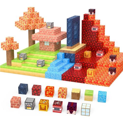 Magnetic Blocks 100Pcs Magnetic Tiles Building Toys Construction Toys STEM Sensory Construction Toys for 3 4 5 6 7 8 Year Old Boys & Girls, Creative Kids Games Kids Toy