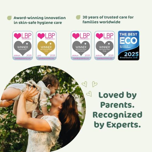 4 packs Naty BioEmbrace Baby Newborn Diapers Size 2 (6–13 lbs) | 100% Biobased on Skin | Plant-Based Softness | Dermatologically Tested, Super Absorbent | 33 Count