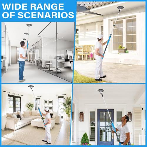 18FT Reach Light Bulb Changer for High Ceilings,12FT Telescopic Extension Pole for Ceilings and Recessed Lights,High Reach Light Bulb Changer with Baskets and Suction Cup,Light Bulb Removal Tool