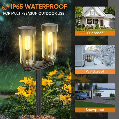 Bright Solar Pathway Lights Outdoor, 4 Pack Solar Powered Garden Lights Waterproof, Auto On/Off Yard Lawn Patio Walkway Driveway Decor Landscape Lighting Warm Lights