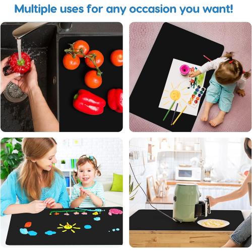 Extra Large Silicone Mat 35.3x23.5x0.08, Multipurpose Silicone Mat Thick Heat Resistant Mat Shipped Rolled Up Kitchen Counter Mat Waterproof Nonslip Silicone Mats for Kitchen Counter Black | Extra Large, Heat Resistant, Waterproof, Nonslip, Multipurpose Countertop Protector, Shipped Rolled Up