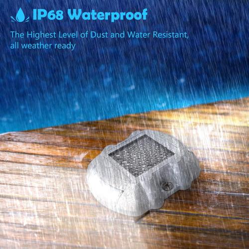 SILVER JACKYLED 12 Pack Upgraded Solar Driveway Marker Lights with Switch Outdoor Solar Powered Deck Waterproof LED Boat Dock Lights Aluminium Warning Step Lighting for Path Walkway, Bright White