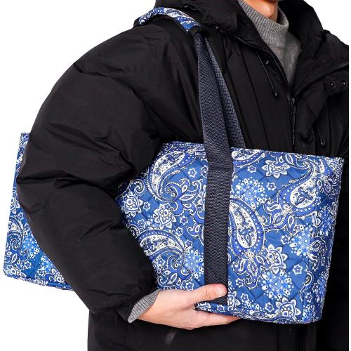 Empty Mahjong Bag,Thickened Blue Printed American Mahjong Set, Tiles Bag and Mahjong Racks&Pushers Drawstring Bag Included (Case Only)