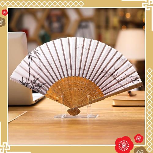 Roowest 2 Pcs Acrylic Fan Display Stand Folding Clear Fan Holder Easel Japanese Chinese Hand Fan Stand Foldable Handheld Fan Display Stand Base Fan Organizer