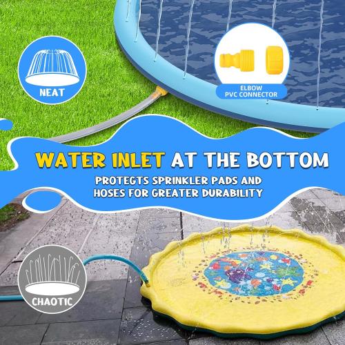 Non-Slip Splash Pad for Kids and Dog, 80 Extra Large Baby Play Mat, Dog Pool Toys, Thicken Sprinkler Pool Summer Outdoor Water Toys for Ages 3-12 Boys Girls, Parent-Kids &Games Fun Backyard (Blue)