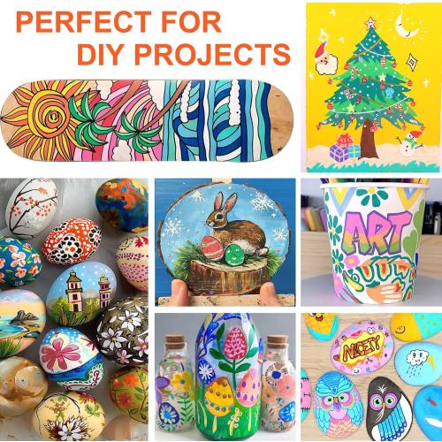 NICETY 128 Acrylic Paint Markers, Dual Tip Brush Paint Pens for Rock Painting, Wood, Glass, Stone, Canvas, Ceramic, Fabric - Fine & Brush Tip Water Based Acrylic Markers Pens