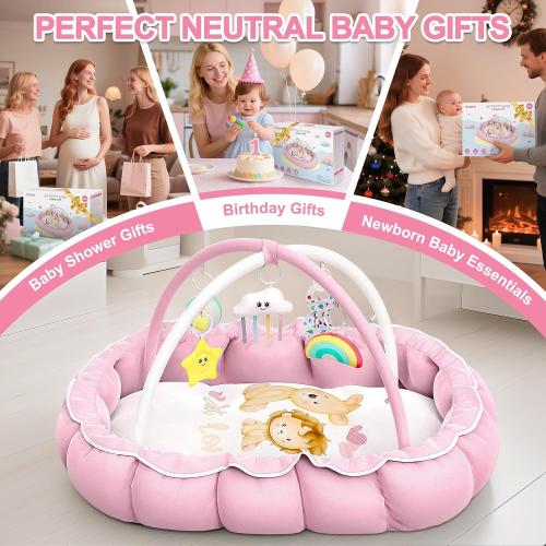 OCATO Baby Play Mat Tummy Time Mat Play Gym Activity Center Baby Girl Gifts | Baby Play Gym from Baby to Toddler Skills Development Baby Essentials Baby Shower Gifts Boy Girl for Babies
