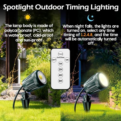 Outdoor Spot Lights for Yard,120V Plug-in Christmas Spot Lights with Timer Remote Control,6000K Landscape Lighting with 5 Color Lenses (Red,Yellow,Green,Blue,Purple),IP67 Waterproof,2 Pack