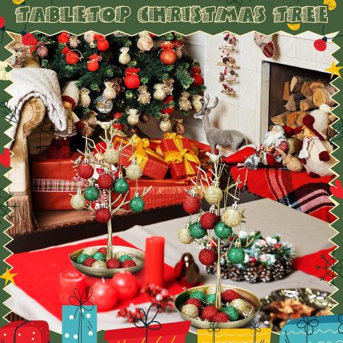Soaoo Festive Gumdrop Tree Christmas Nostalgic Gum Drops Artificial Tree for Table Centerpiece Christmas Decorations for Tabletop Display Ornament Candy Themed Party Supplies Xmas (Antique Gold)