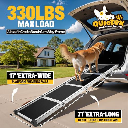 Dog Ramp for Car, Extra Long 71”Dog Ramp Folding Pet Ramp for Large Dogs with Non-Slip Rug Surface, Dog Ramps up to 330 lb for Car SUV Truck Bed Couch