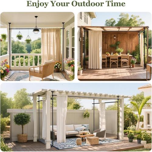 Goovilla Room Divider for Room Separation, Tension Curtain Rods No Drilling, 4-10ft(H) 28-114inch(W) Adjustable Temporary Privacy Wall Divider, Heavy Duty Freestanding Space Partition Separator, Black