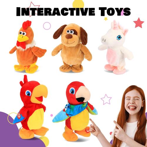 Hopearl Talking Chicken Repeats What You Say Walking Chick Electric Interactive Animated Toy Speaking Plush Buddy Gifts for Toddlers Thanksgiving Day, 9''