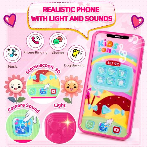 INNOCHEER Little Girls Purse, Kids Toy Purse with Pretend Makeup, Play Purse for Little Girls, Pretend Play Toddler Purse, Birthday Christmas Princess Gifts Toys for Girls 3 4 5 6 7 8 Year Old