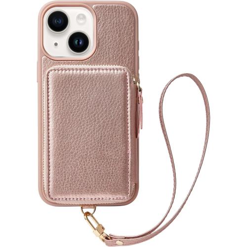 ZVE Wallet Case for iPhone 11 Pro, Zipper Wallet Case with Credit Card with Wrist Strap, Protective Handbag Purse Leather Case for Apple iPhone 11 Pro 2019 5.8'' - Navy Blue