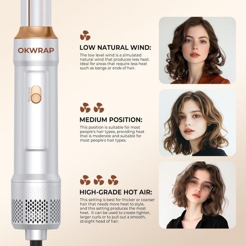 6 in ONE Blow Dryer Brush,Air Curling Iron Round Brush Blow Dryer 800W,Ionic Hair Dryer Brush for Women, Hot Air Brush Hair Styling Tools 100-120V