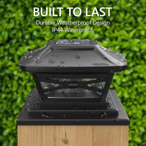 Davinci Lighting Renaissance Solar Outdoor Post Cap Lights - Includes Bases for 4x4 5x5 6x6 Posts - Bright LED Light - Slate Black (12 Pack)