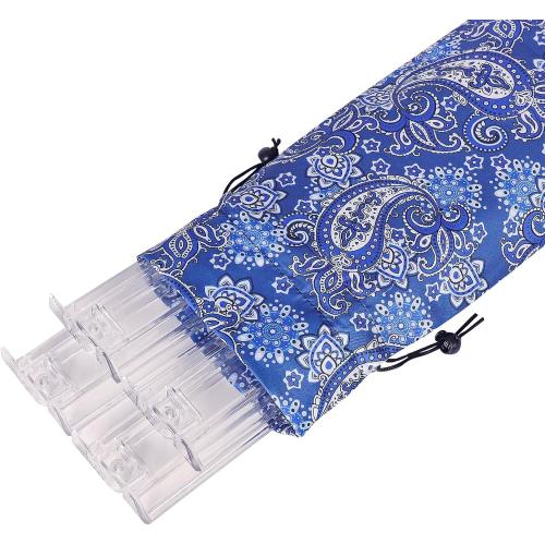 Mahjong All-in-One Tile Rack & Pusher with Bag, Clear Acrylic Mahjong Combo, Modern American Majiang, Set of 4, White