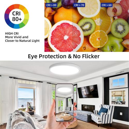 Set of 4 Color White Led Flush Mount Ceiling Light,16 Inch 32w 3480lm,3000k/4000k/6000k 3CCT Selectable, Round Modern Flat Panel Super Slim Led Ceiling Light,for Living Dining Kitchen Bedroom Room (4Pack-White)