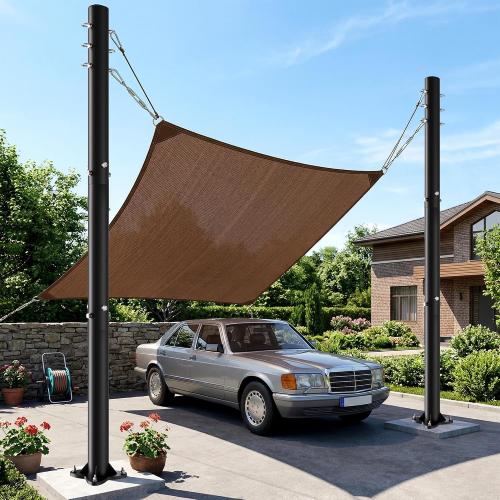Cofiyard 2 Pack Sun Shade Sail Poles, 10 FT Sun Shade Poles, 2.6'' Diameter Steel Heavy Duty, Wind Resistant Shade Sail Pole with Mounting Hardware for Outdoor Shading in Ground Patio Garden Deck