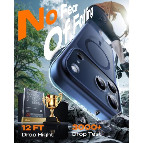 TOCOL for 17 Pro Max Case, Built-in Magnetic Ring, Compatible with Magsafe, Translucent Matte Phone Case for 17 ProMax 6.9 inch (Dark Blue)