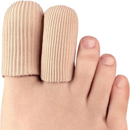 Bukihome 8 PCS Toe Protectors, Silicone Toe Caps Closed Toe Surface Fabric Sleeve Protectors, Prevent Pain Relief for Corns, Blisters and Ingrown Toenails (2PCS Large Size  6PCS Medium Size)[Upgrade]