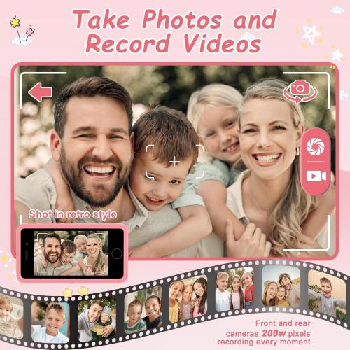 3.97 Touchscreen Kids Toys Smart Phone, Kids Phone with Games & Dual Camera, Toddler Toys Phone, Boys and Girls Learning Toy Phone for 3-9 Years Old (Pink)