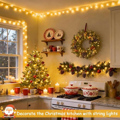 JMEXSUSS 100 LED String Lights Indoor Bedroom, 8 Modes Warm White Christmas Lights Plug in, 33ft Connectable Room Fairy Twinkle Light Outdoor for Mirror Room Home Garden Xmas Tree