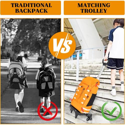 Backpack Trolley with Edge Guard, 6-Wheels Rolling Dolly Cart for Backpack