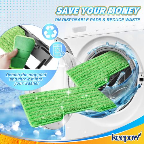 KEEPOW Reusable Mop Pads Refills, Mop Replacement Pads Compatible with Shark Vac Mop VM252 VM200 VC205 VM250 /QM250 VM190 VM200P12, Hardwood Floor Mop Pad with Upgraded Dirt Chamber (1 2 3 Pads)
