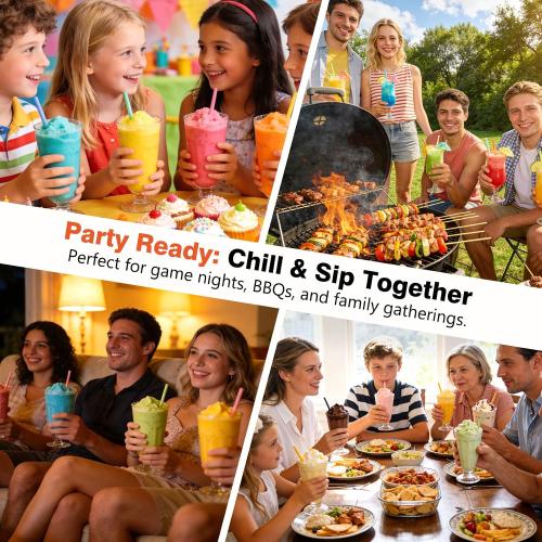 Slushie Machine, Frozen Drink and Ice Cream Machine for Home, Black | Slushy Margarita Frozen Drink Soft Serve Ice Cream Machine, 6 Preset, No Ice Needed, Fast Freeze, Temp Control, Easy to Clean