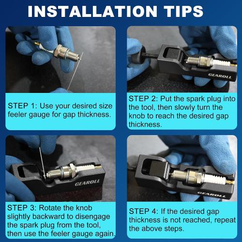 Spark Plug Gap Tool with 32 Blade Steel Feeler Gauge, Spark Plug Gapping Tool for Most 10mm 12mm 14mm 16mm Thread Spark Plugs, Black