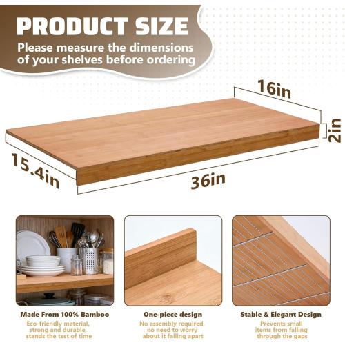 Wire Shelf Covers, Bamboo Wire Rack Covers for Home Kitchen, Office Organization Pantry and Closet (5pcs, 24 W x 16 D)