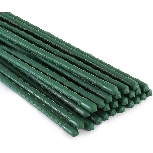 Xiny Tool Garden Stakes, 25 Pack Steel Plant Garden Tomato Stakes with Plastic Coat for Climbing Plants (25 Pack 58 Inch)