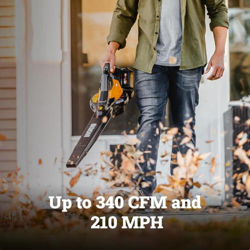 WORX Cordless Leaf Blower, 3 in 1 Blowers for Lawn Care with Leaf Vacuum & Leaf Mulcher, Electric Blower with Brushless Motor & 2 Speed Control, 2 × 4.0 Ah Batteries & Charger Included, WG583