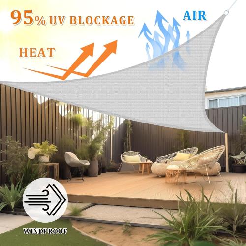 Shade&Beyond Triangle Sun Shade Sail 16'X16'X16' Permeable Canopy Light Grey for Patio Garden Yard Deck Pergola (We Make Custom Size)