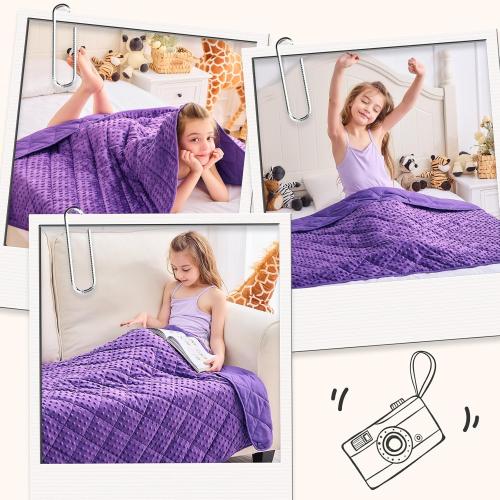 yescool Purple Weighted Blanket 5 Pounds, Blanket Gifts for Girls, Small Weighted Throw Blankets Washable Heavy Blankets, Winter Weighted Comforter for 40-70lbs, 36 * 48in