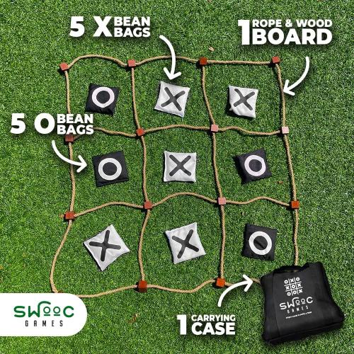 Size 3ftx3ft Swooc Games® - Giant Tic Tac Toe Game Outdoor (All Weather) | 3ft x 3ft | Instant Setup, No Assembly | Giant Outdoor Games for Adults and Family | Outside Toys | Large Lawn & Backyard Fun | Yard Game