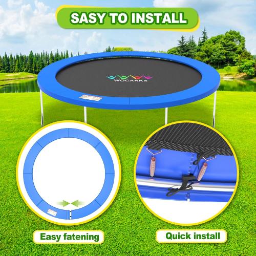 Blue and green up to 14ft Trampoline Pad, 10ft 12ft 14ft Trampoline Replacement Safety Pad, Waterproof and Tear-Resistant Safety Spring Cover Round Frame Pad